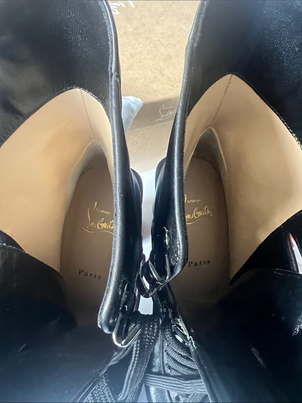 NIB Christian Louboutin Macademia 70 Black Combat Boots EU 40 Red Sole - Picture 14 of 16